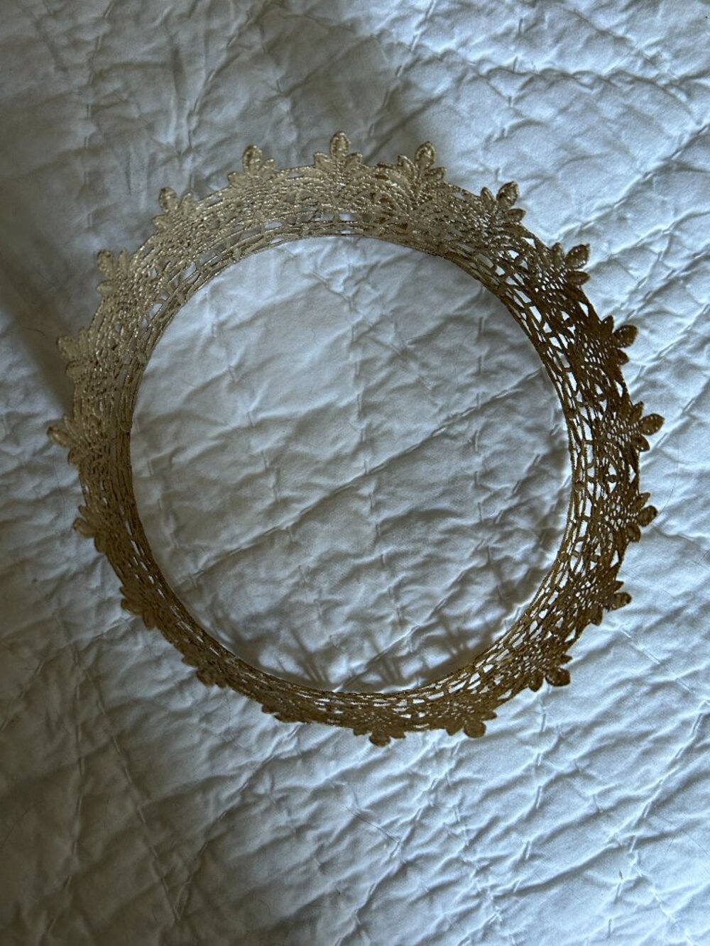 Champagne Lace Crown Regal Queen Tiara Birthday Wedding Headpiece Halloween 21" - Picture 2 of 2
